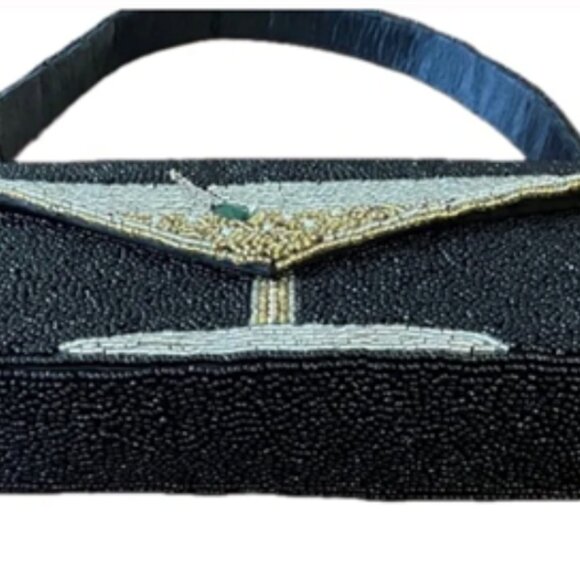 Handcrafted in India Beaded Martini with Olive Jewel Shoulder Bag NWT - Picture 4 of 6